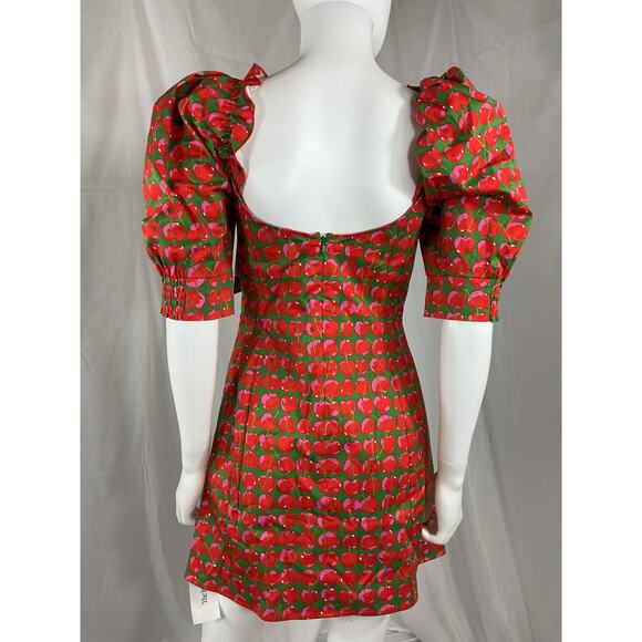 La Doublej Ruffled Smocked Printed Cotton-Blend Poplin Mini Dress Size M - NWT - Picture 3 of 4